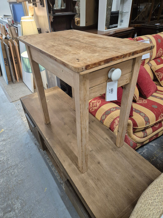 Pitch pine 1 drawer side table 2224