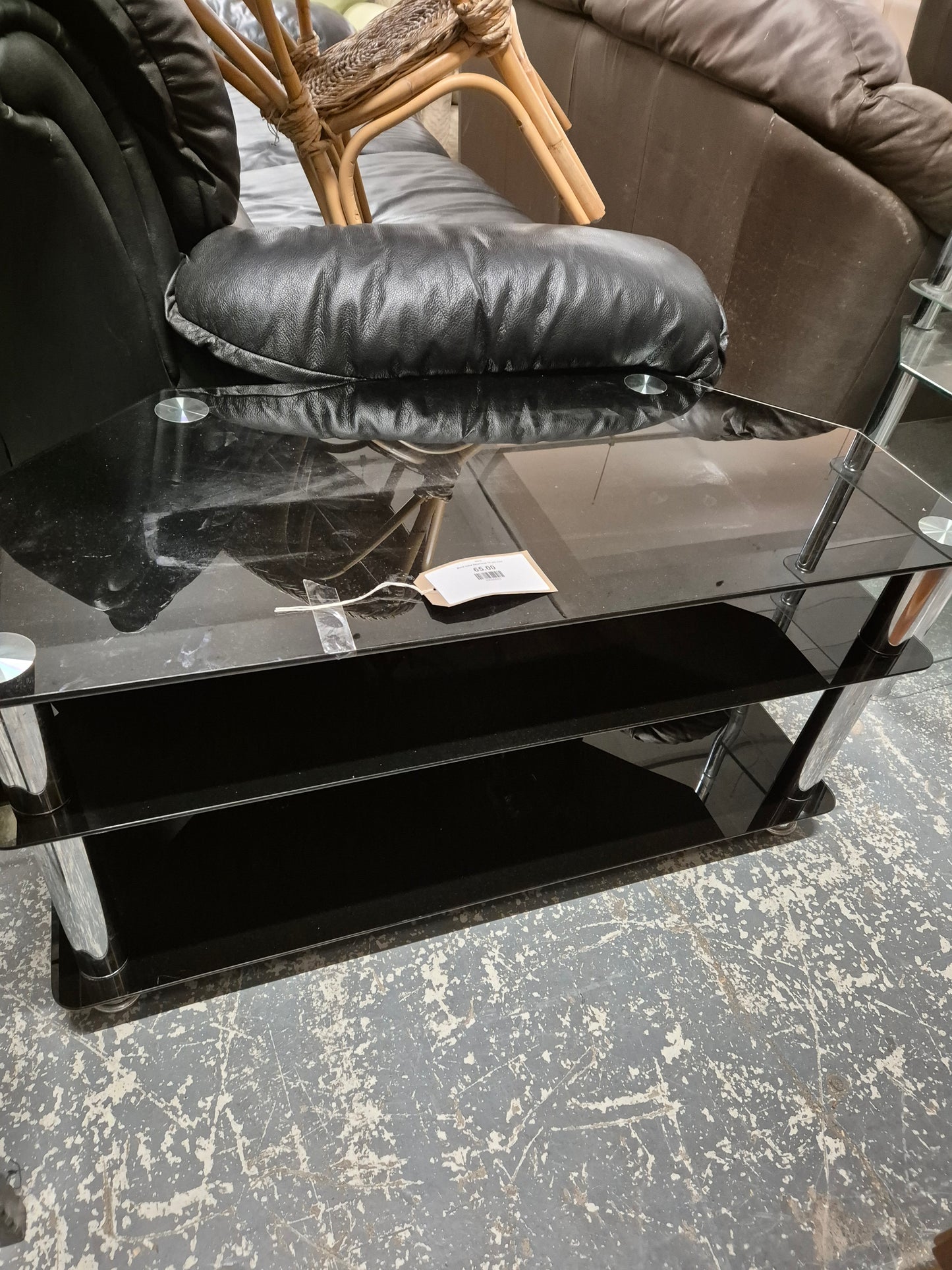 Black metal tiered large TV unit 2324