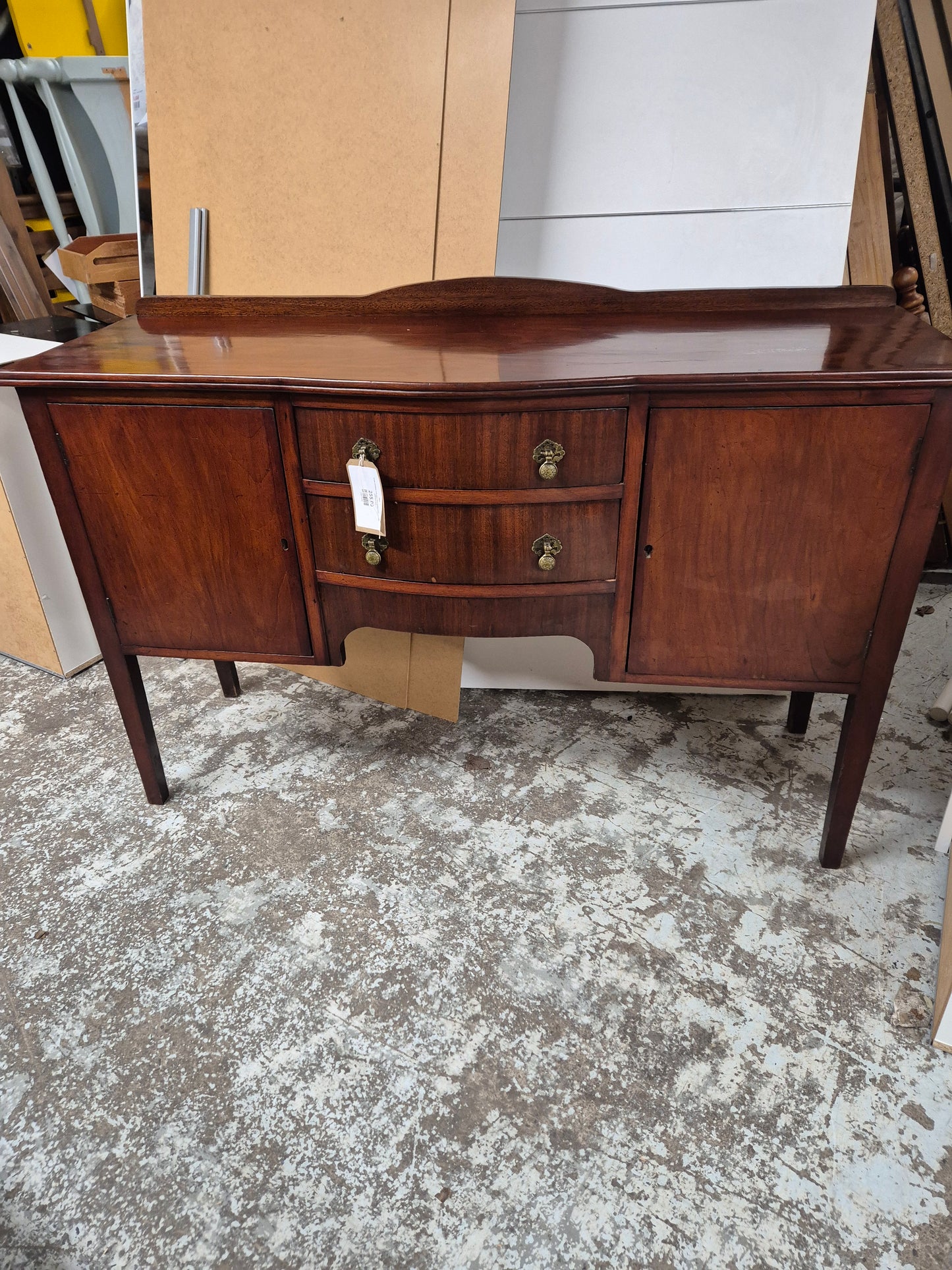 Ornate rosewood mahogany bow fronted 2 door 2 drawer sideboard 4224