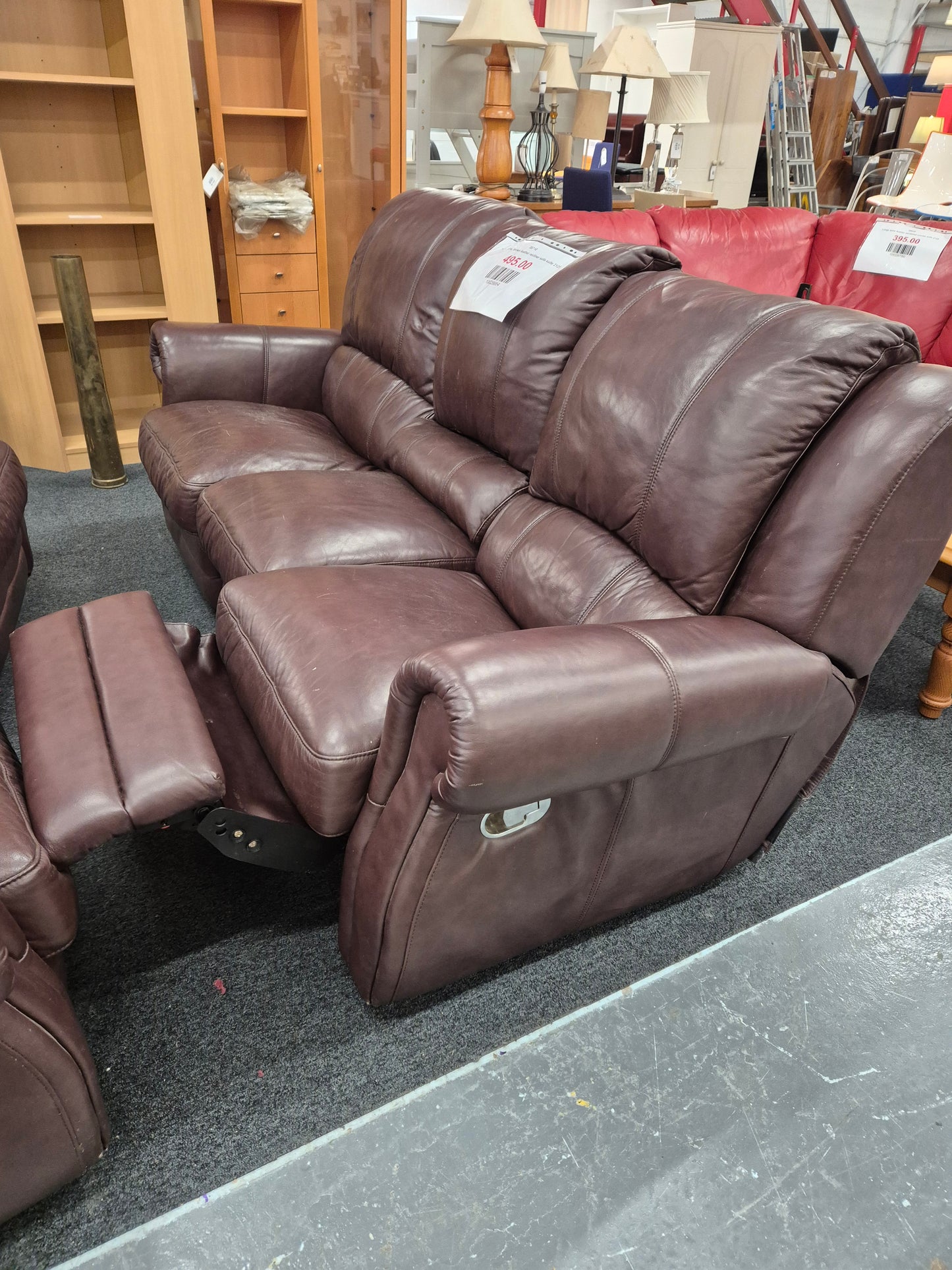 3+1+1 REAL brown leather recliner sofa suite 2125