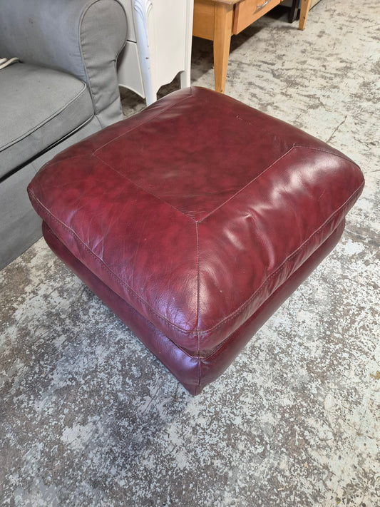 Wine leather square footstool  2324