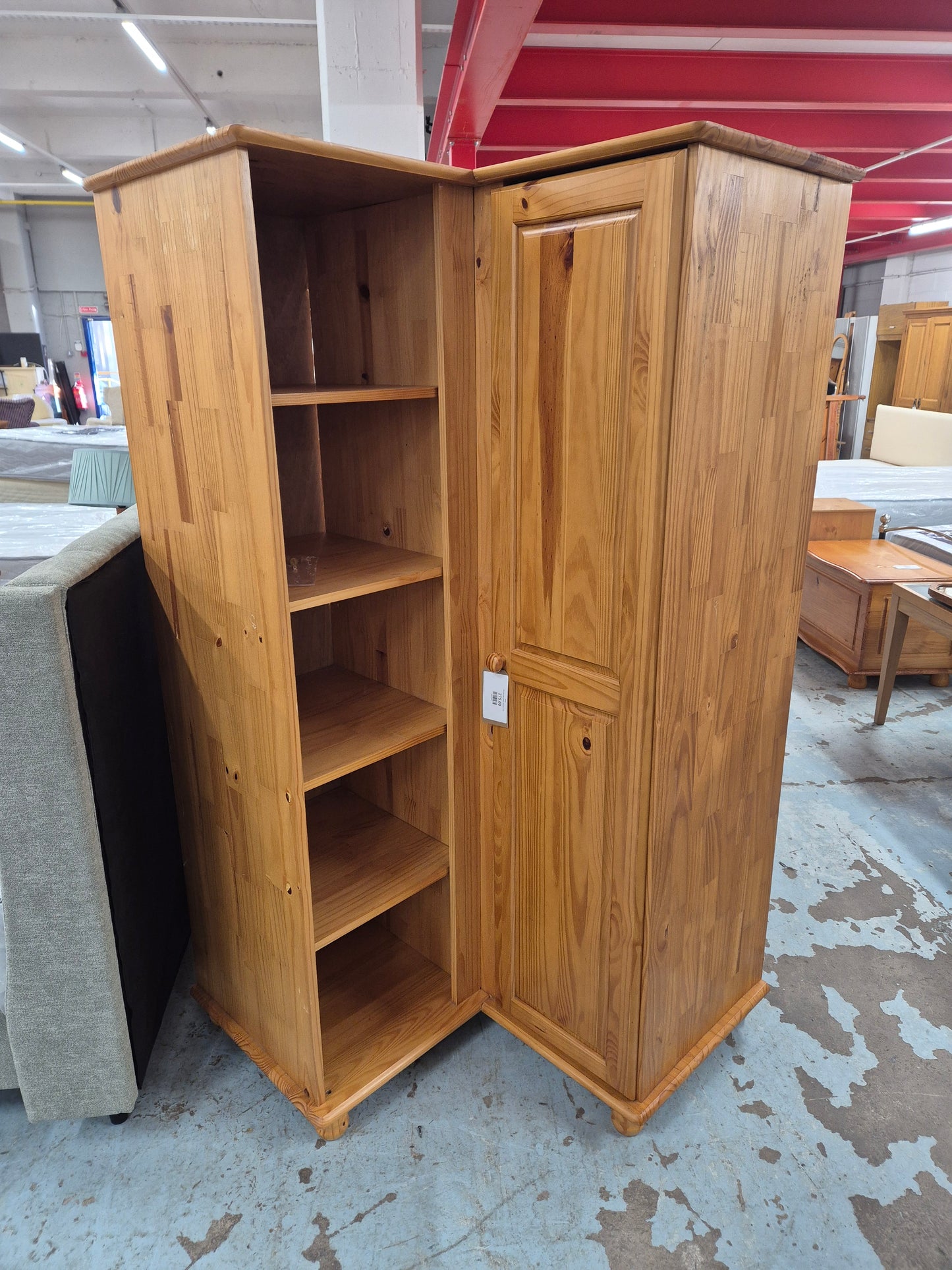 Tall solid pine corner wardrobe 2125