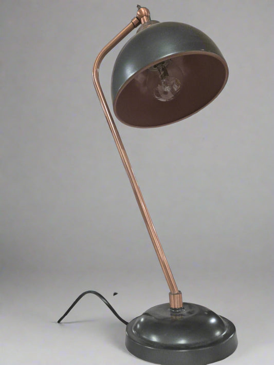 Bronze study lamp Grey shade and stand 2324