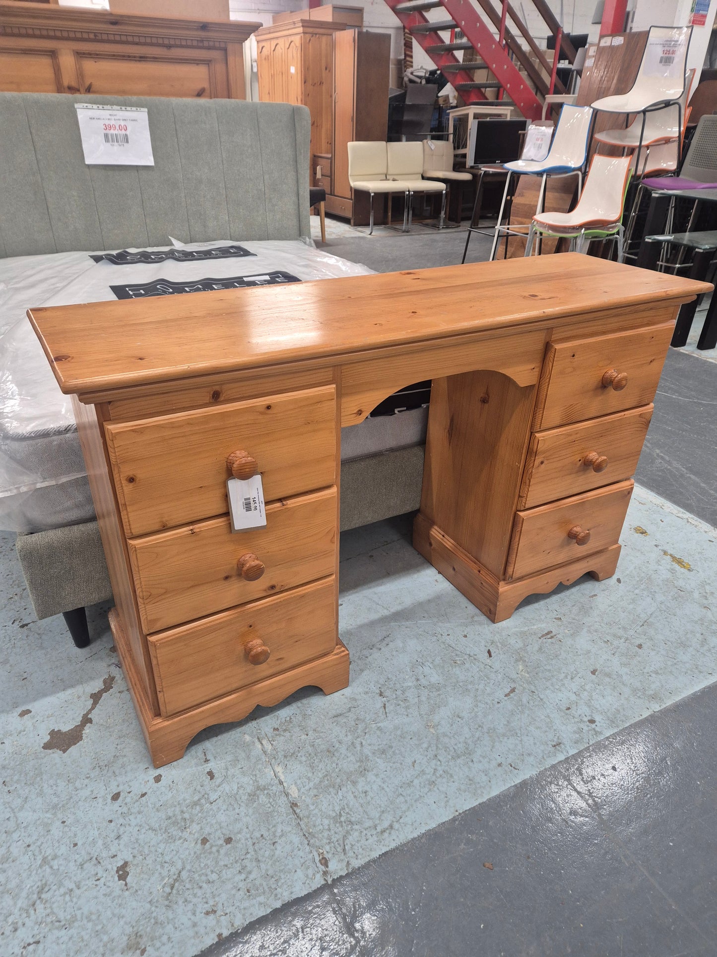 Solid Pine dressing table with 8 drawers  1125