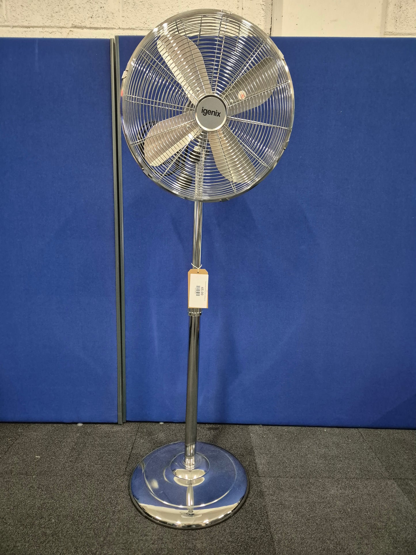 Chrome floor standing tall oscillating fan