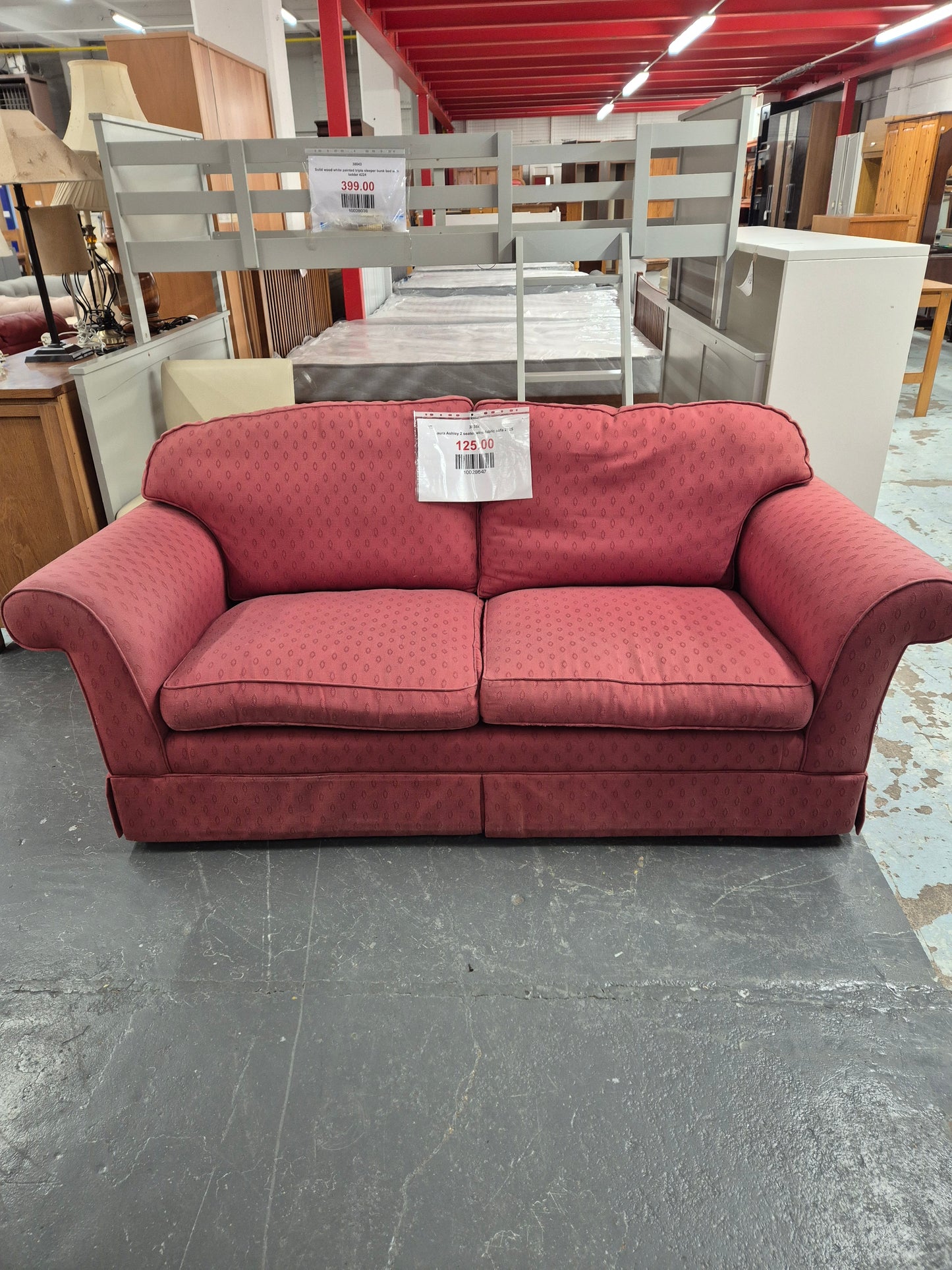 Laura Ashley 2 seater wine fabric sofa 2125