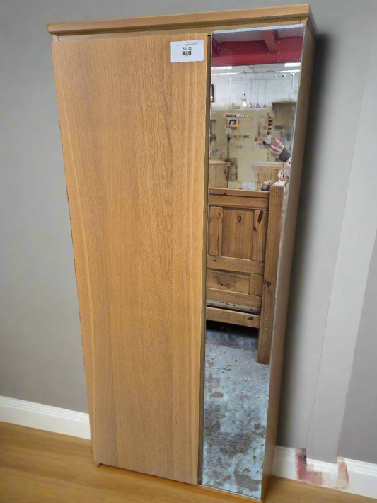 Tall oak laminate 2 door wardrobe with central mirror  4224