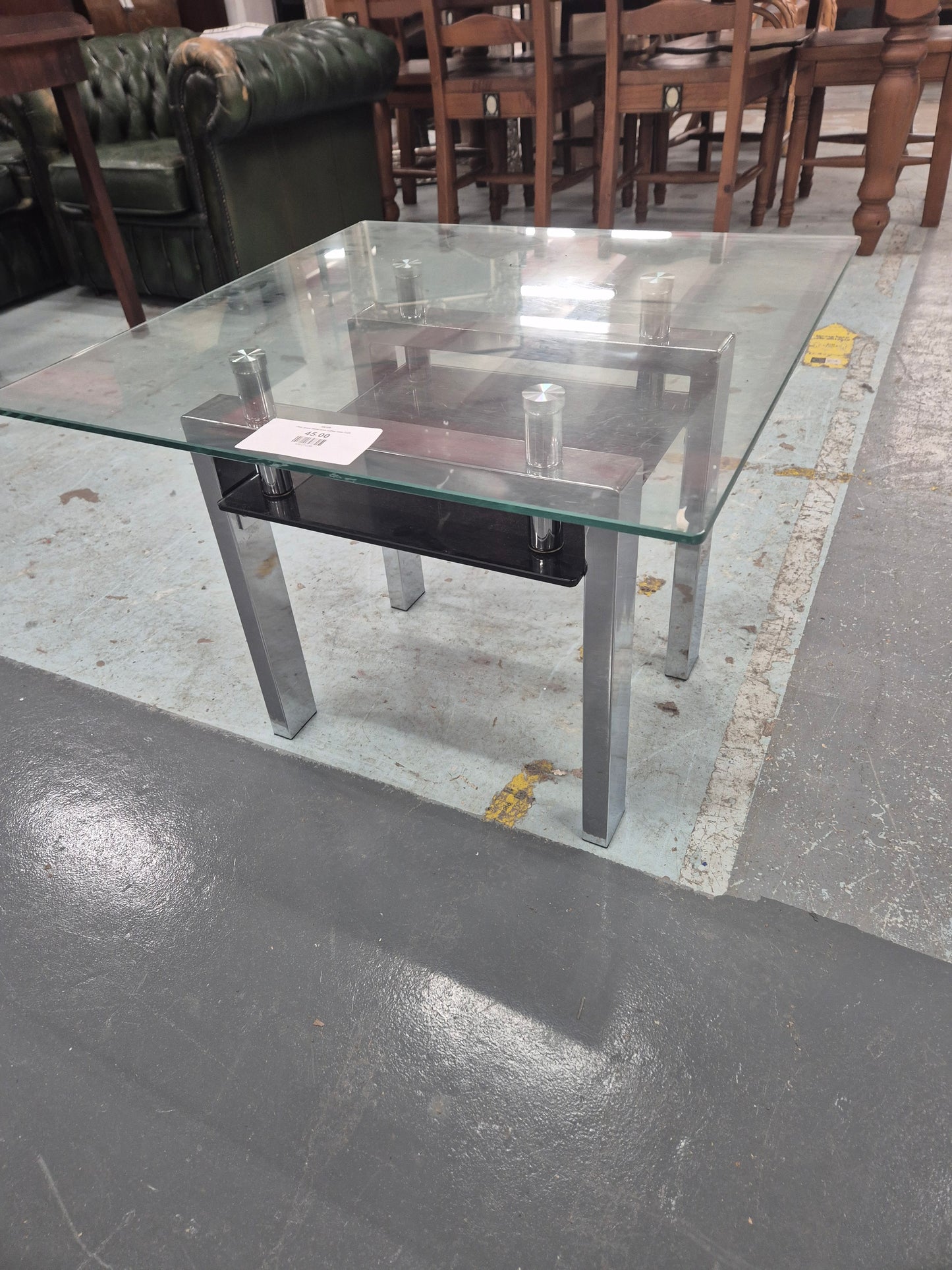 Clear glass metal base coffee table 3124