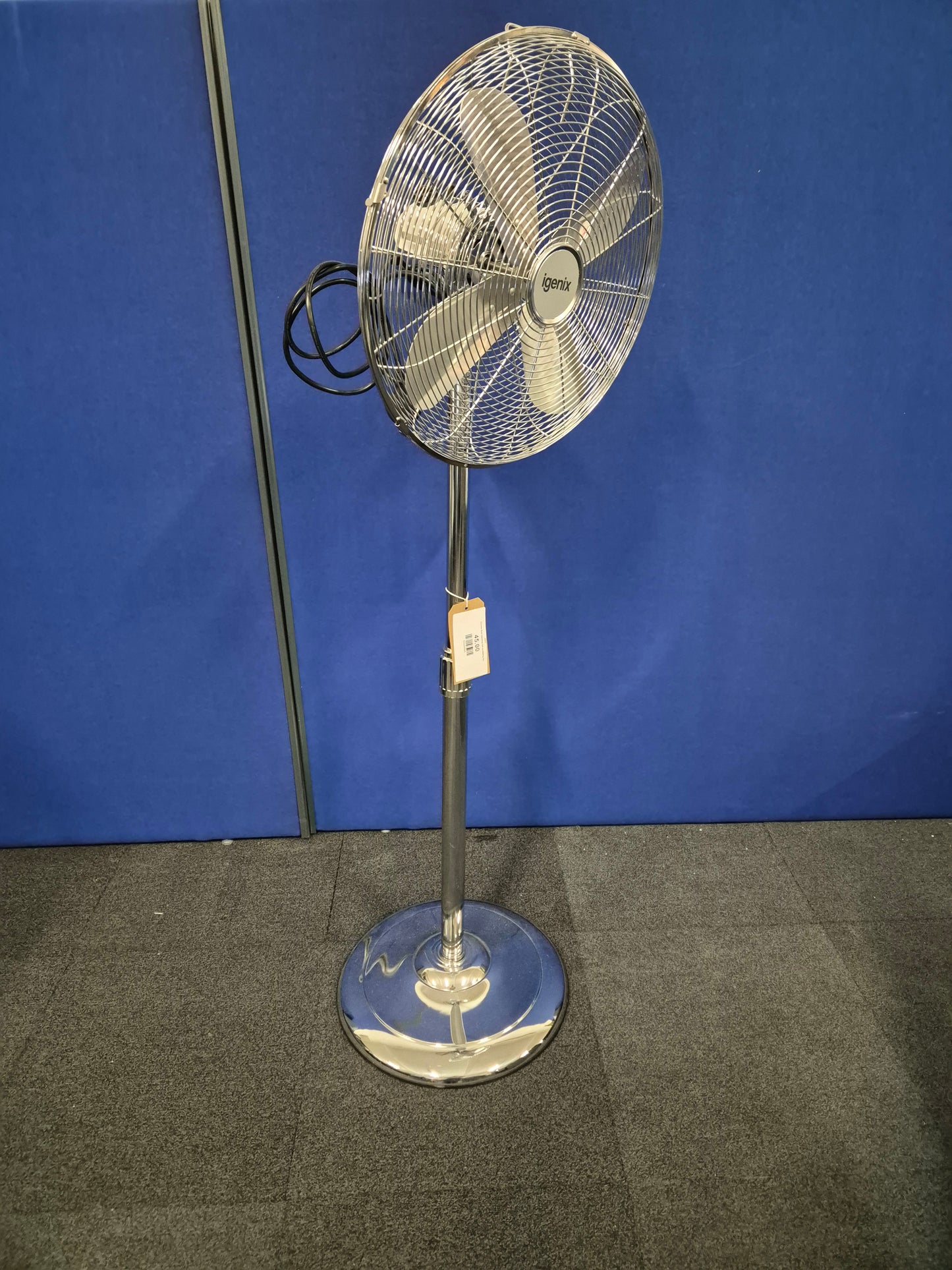 Chrome floor standing tall oscillating fan