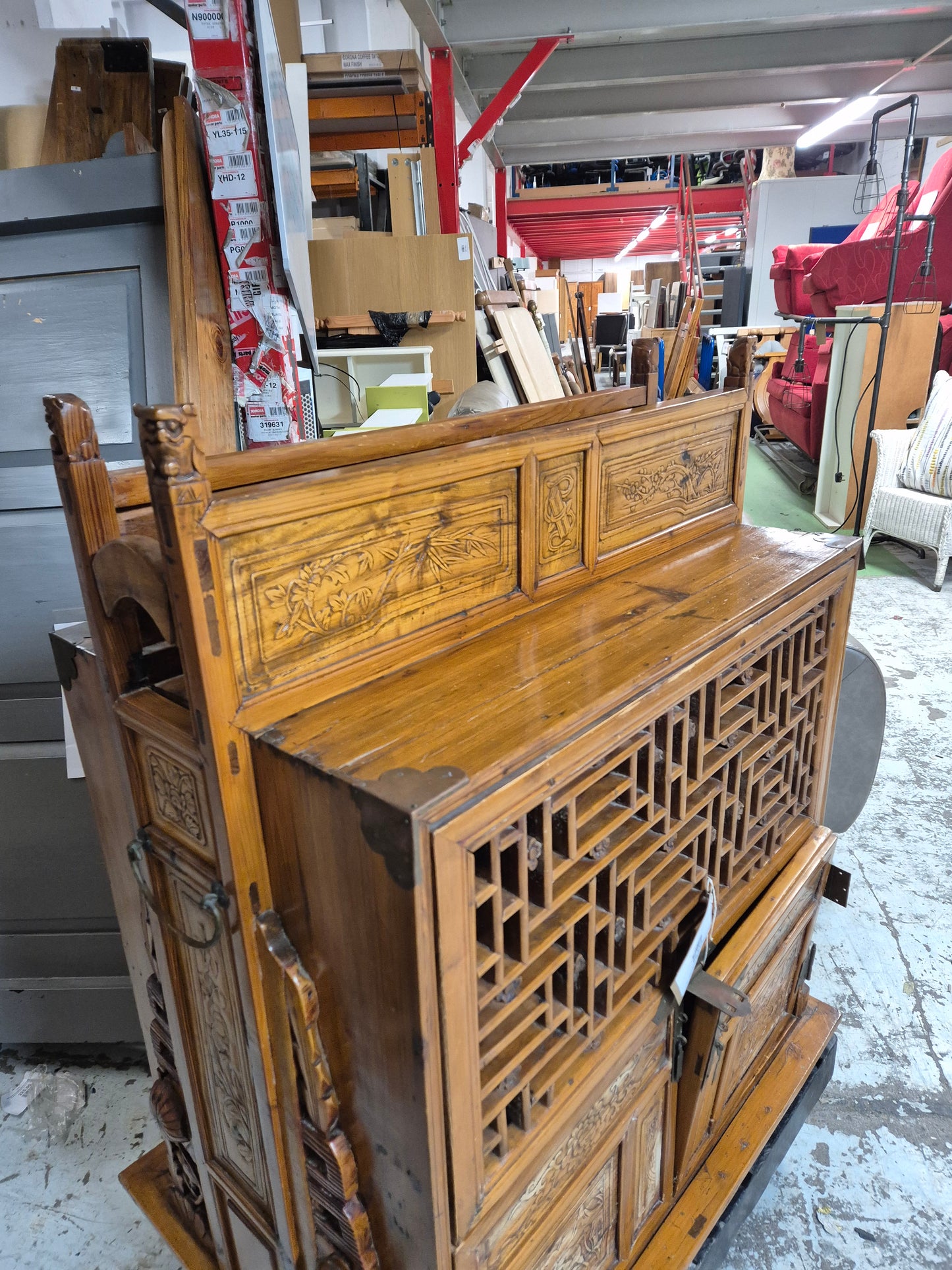 Antique dark wood stained Chinese wedding chest  1125