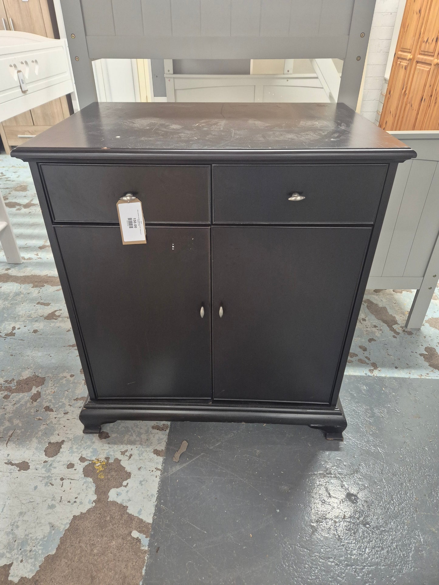 Black painted wooden sideboard with 2 doors and 2 drawers 1125