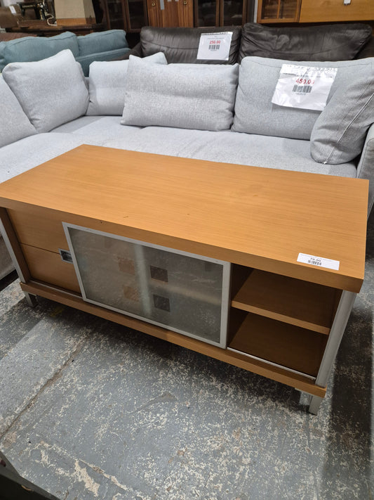 Beech low rectangular TV unit with drawers  2224