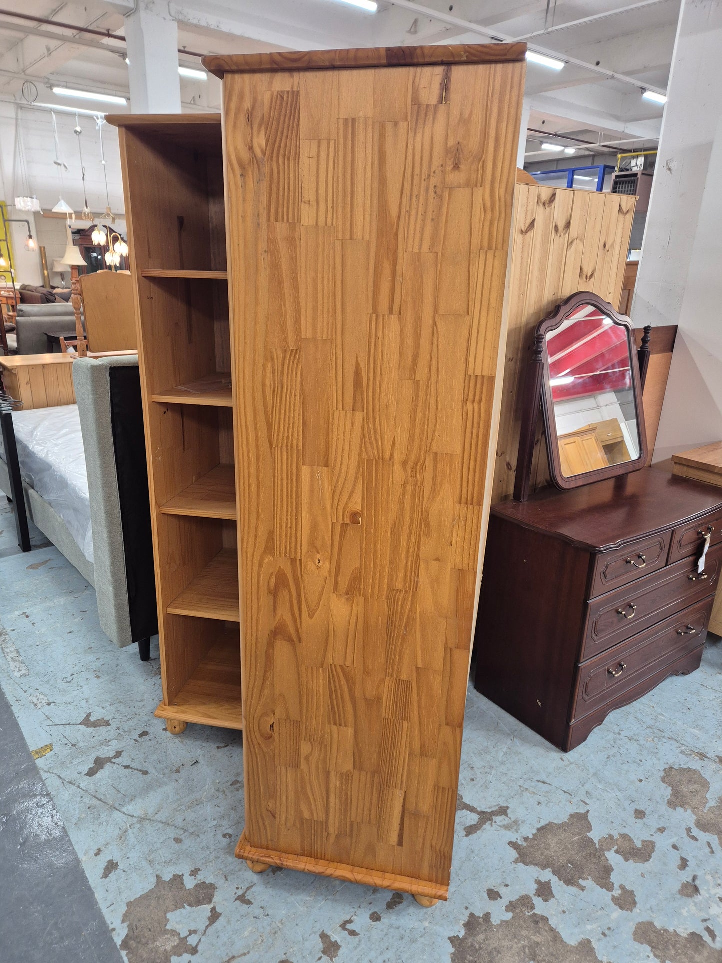 Tall solid pine corner wardrobe 2125