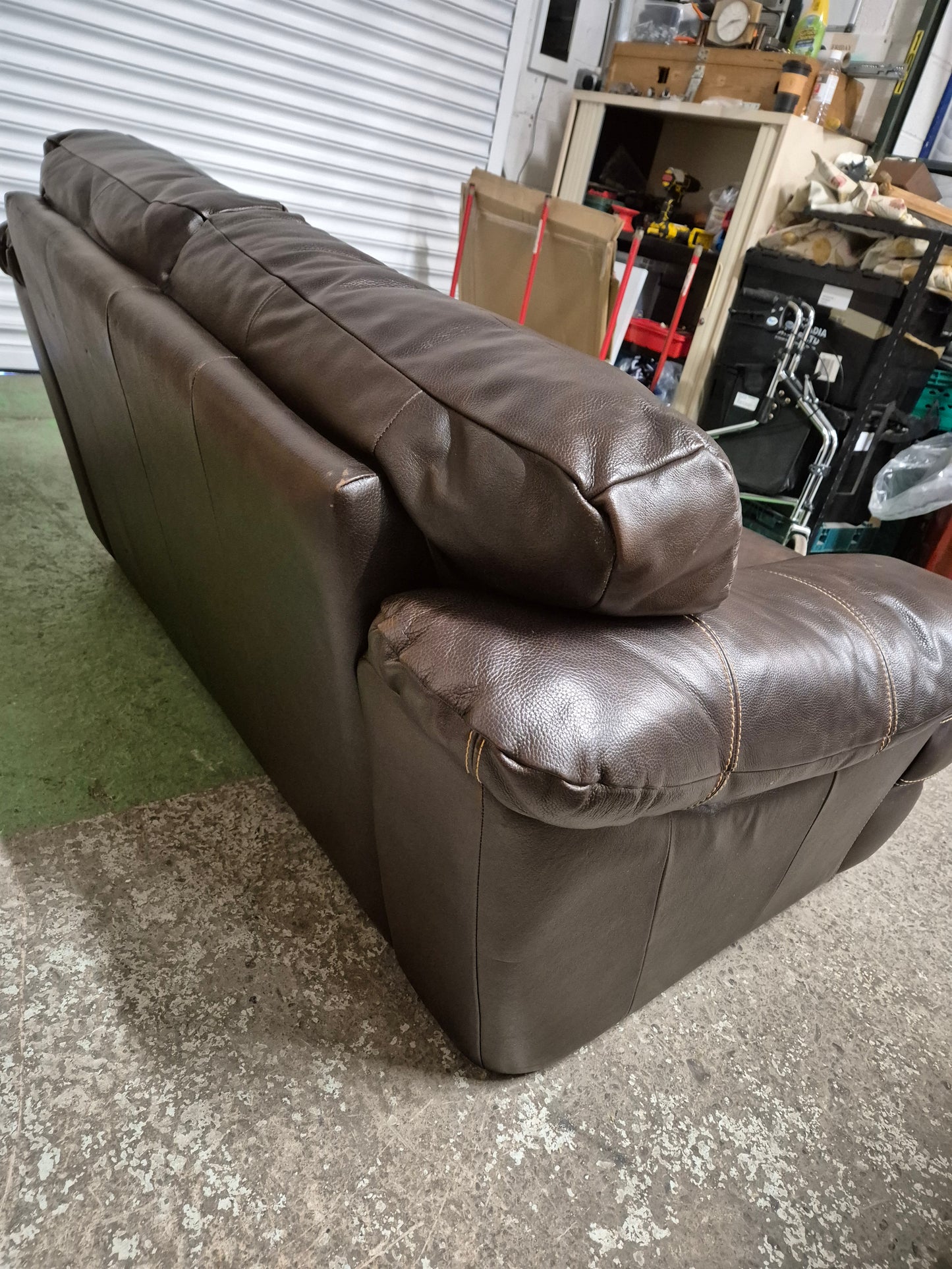 2 seater roll back soft brown leather sofa  2125