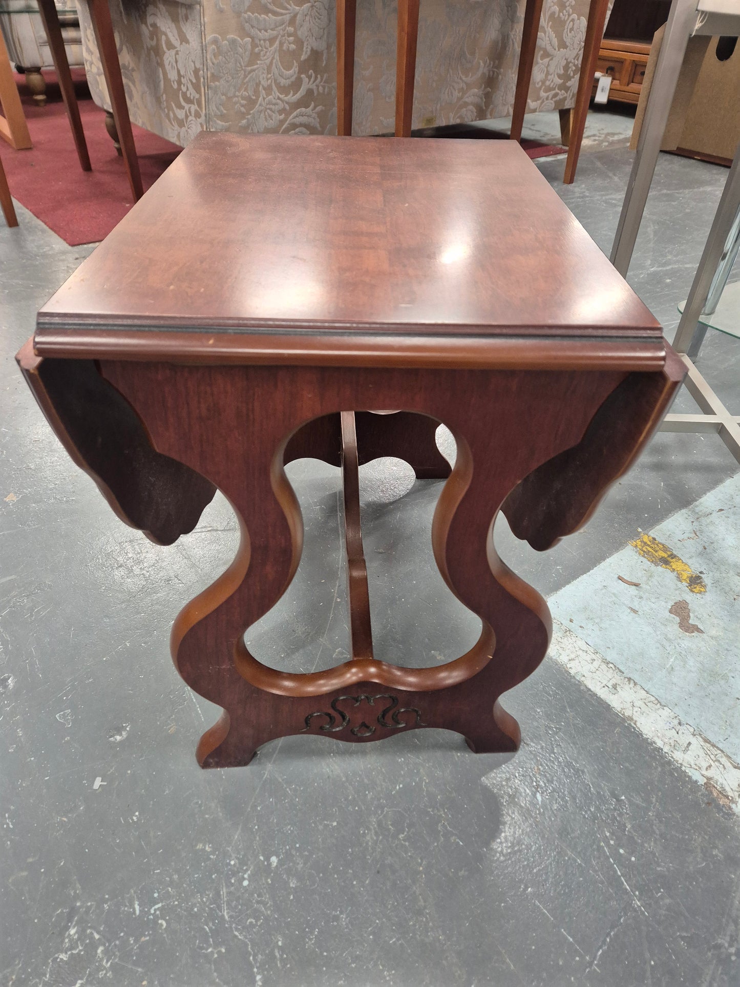 Mahogany square drop leaf small occasional table 1125