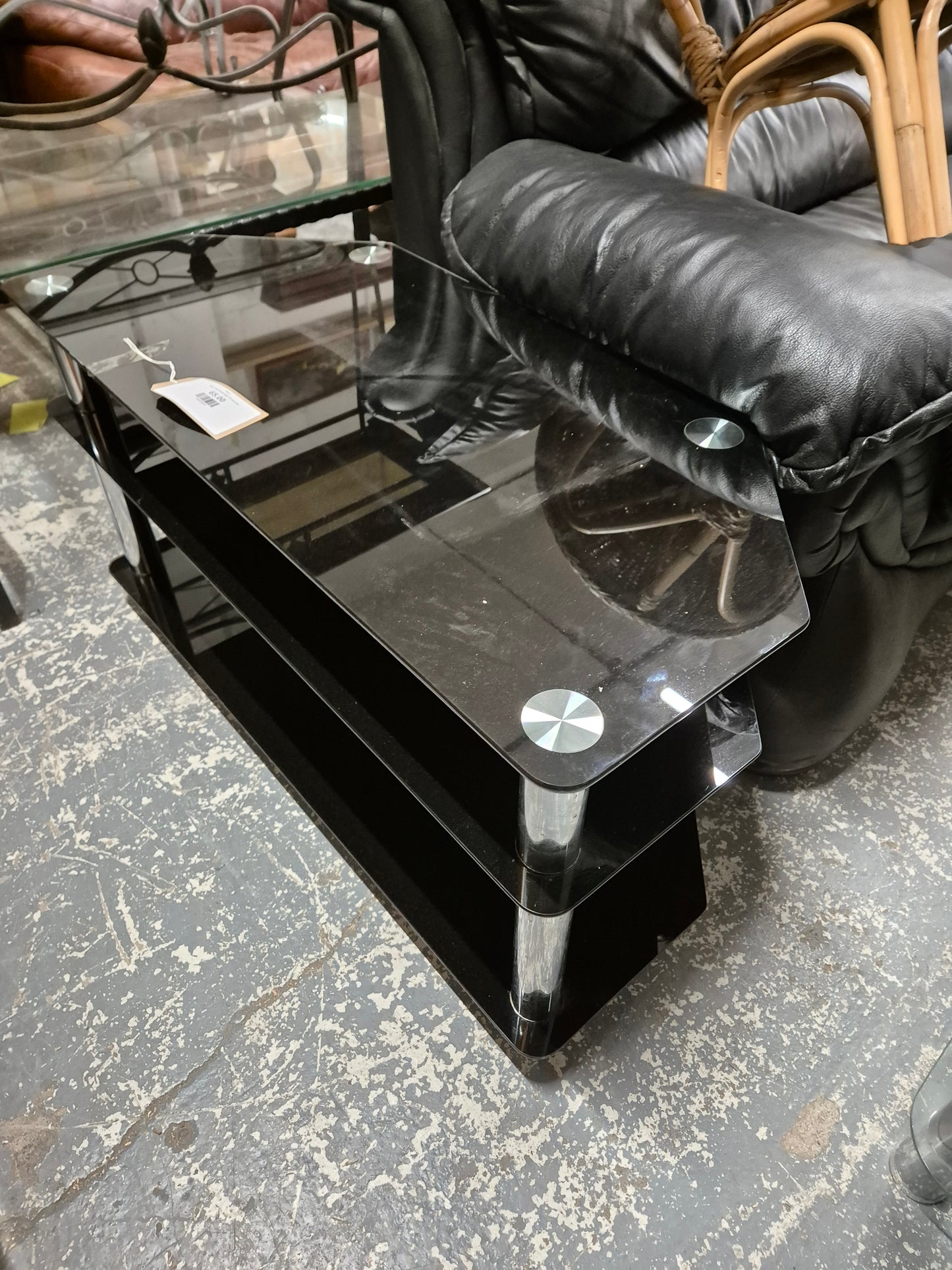 Black metal tiered large TV unit 2324