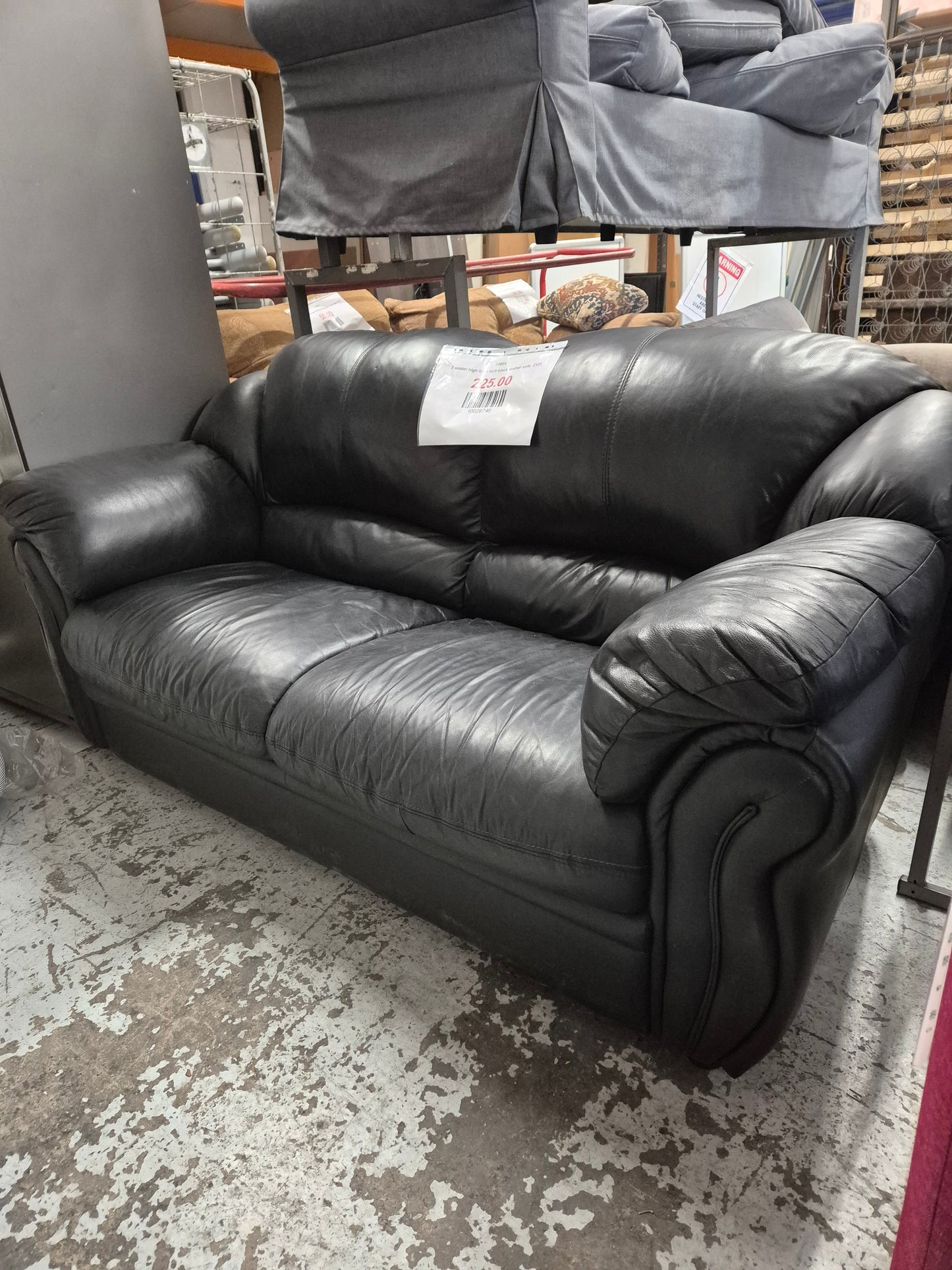 2 seater high back soft black leather sofa  2125