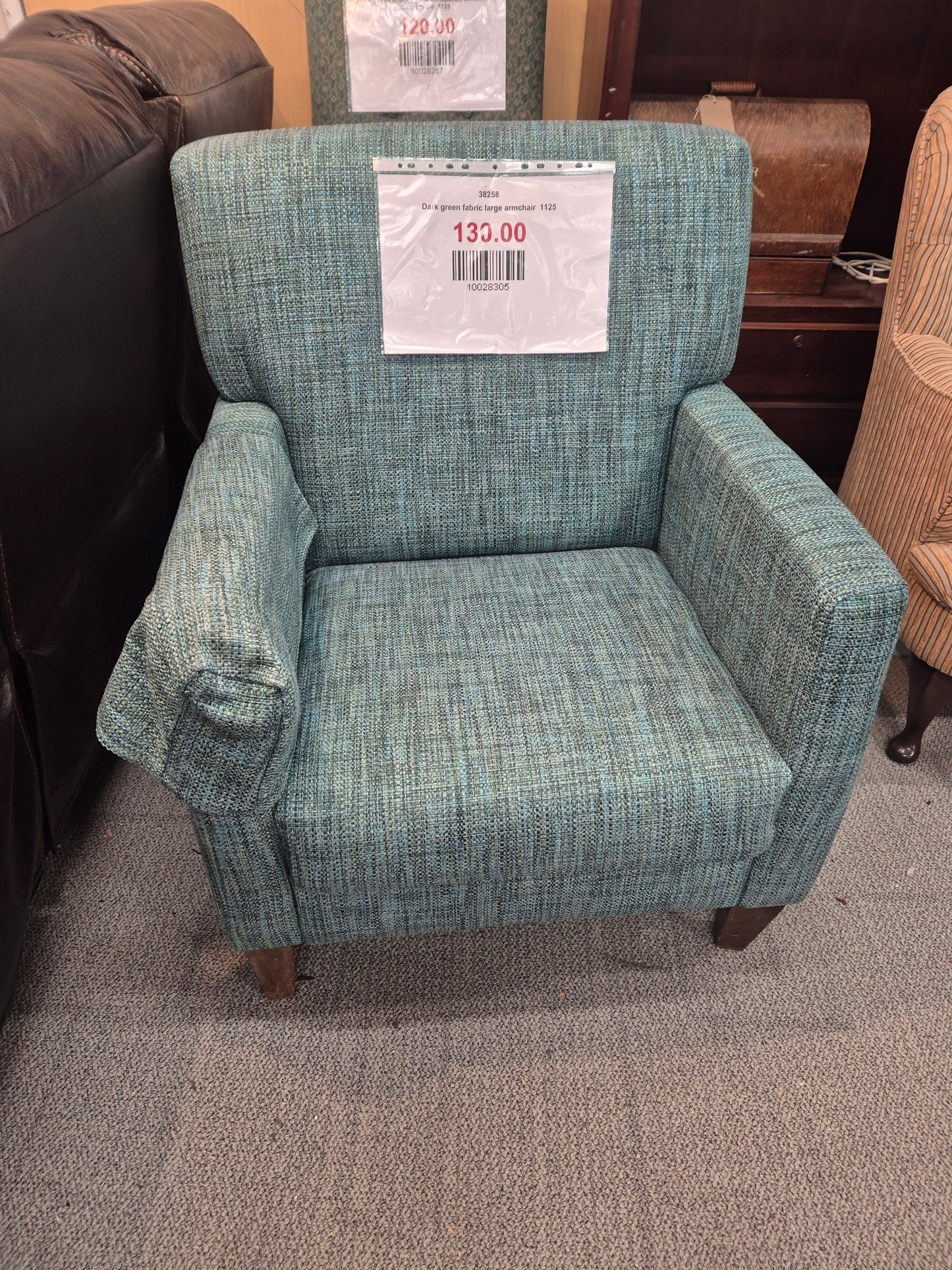 Dark green fabric large armchair  1125