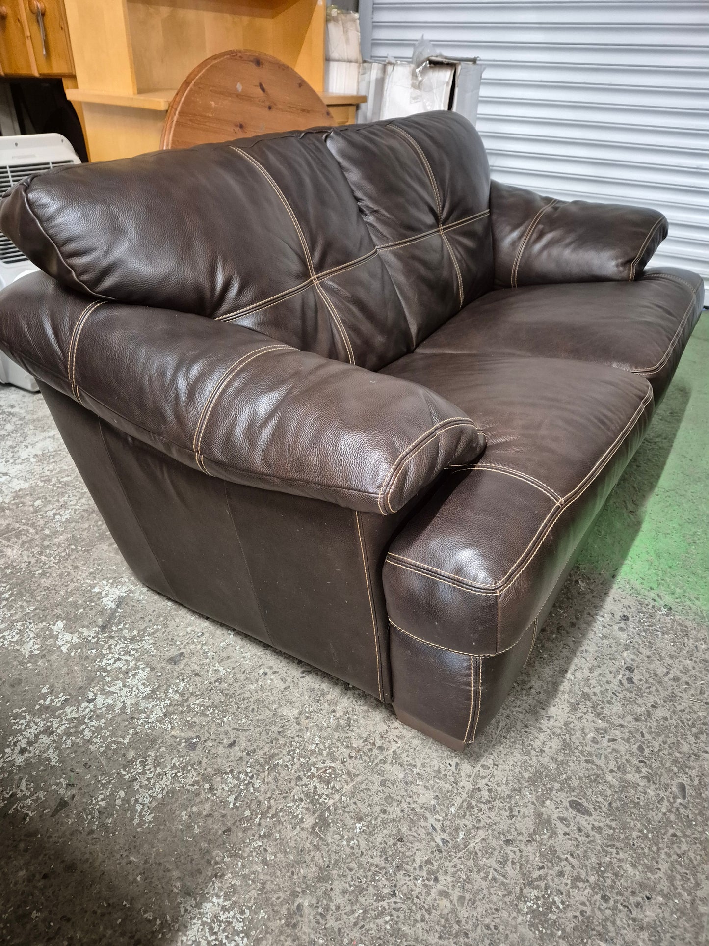 2 seater roll back soft brown leather sofa  2125