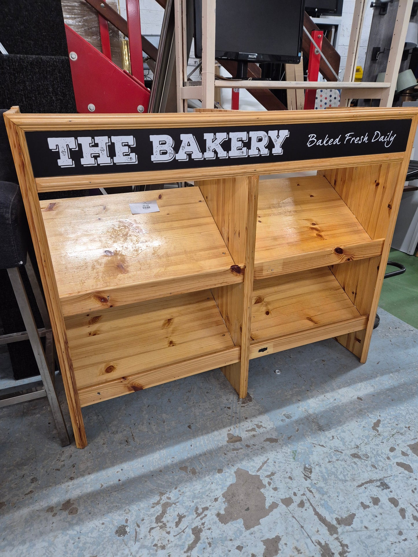 Solid Pine bakery display shelf 4124