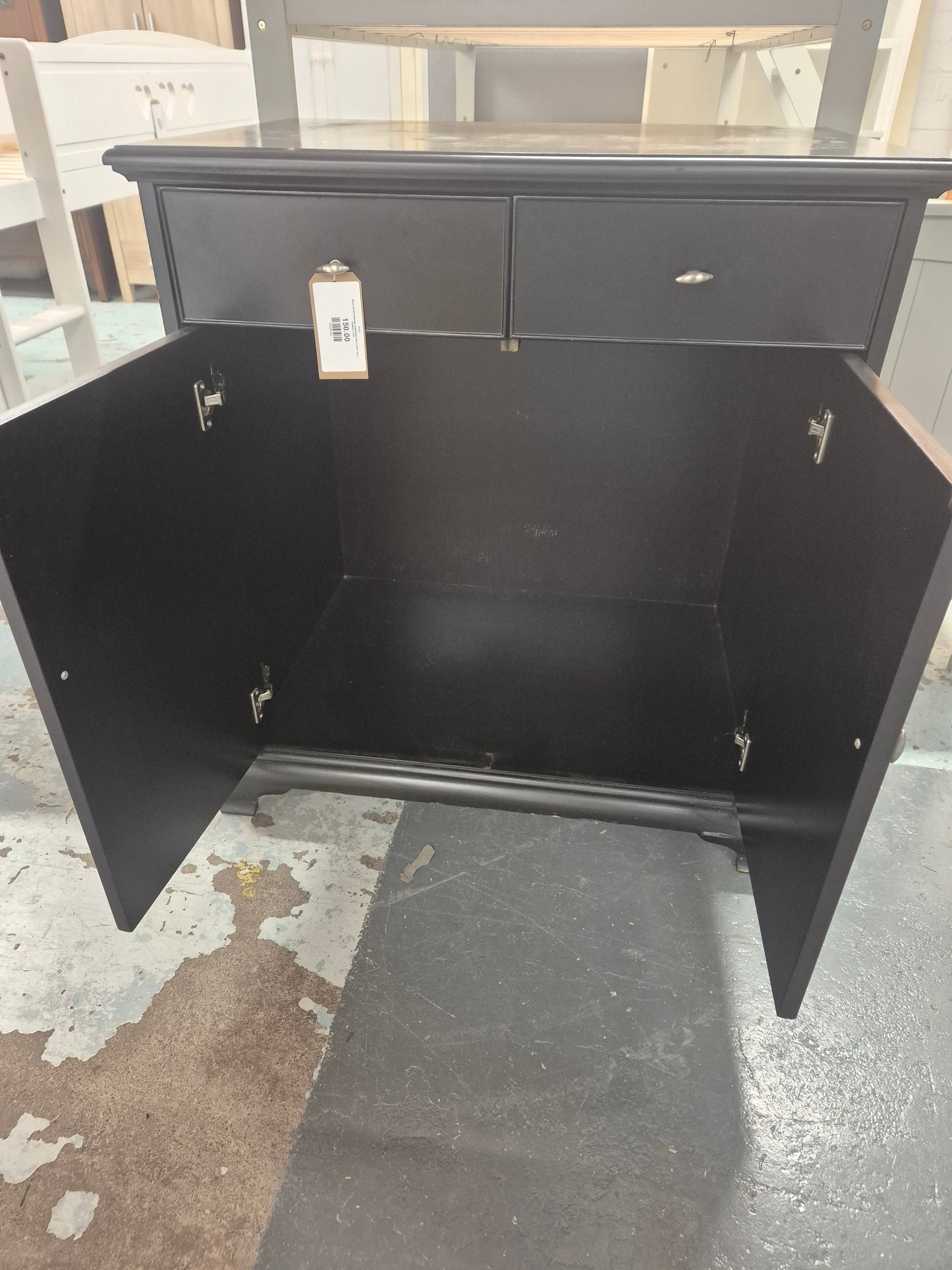 Black painted wooden sideboard with 2 doors and 2 drawers 1125