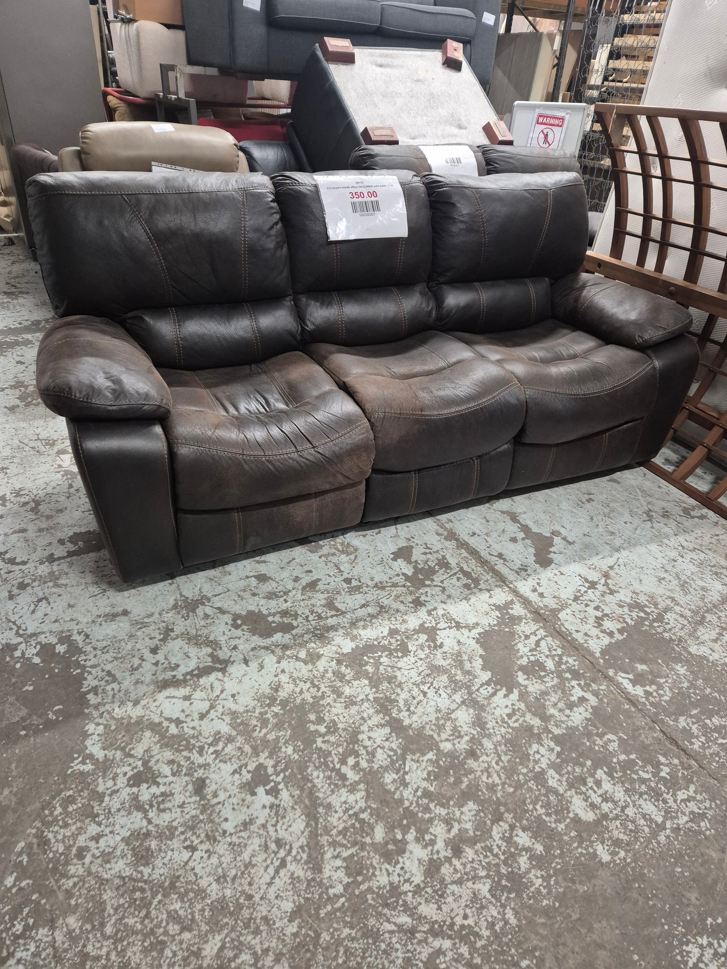 3+2 brown suede effect RECLINER sofa suite 1125