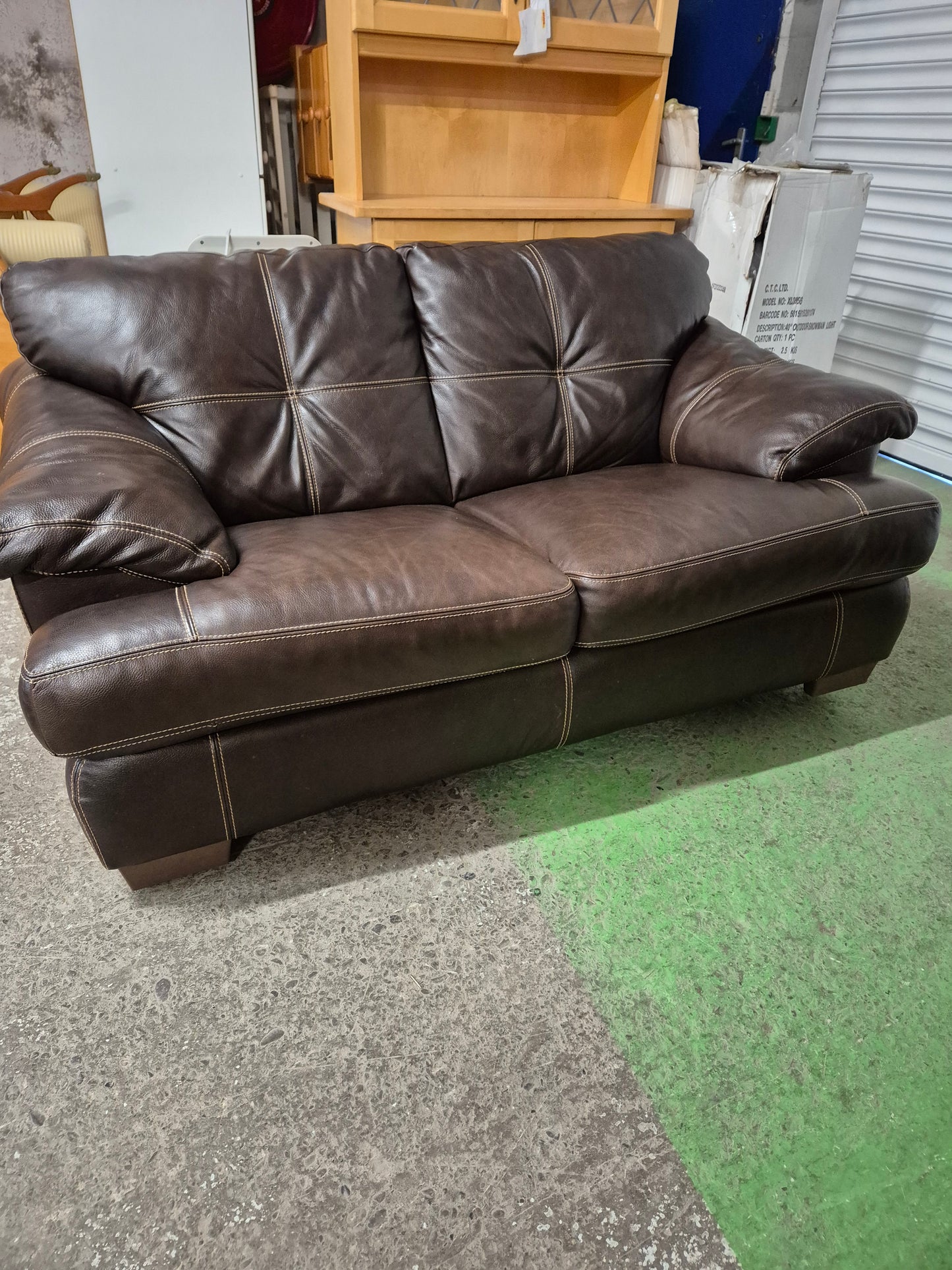 2 seater roll back soft brown leather sofa  2125