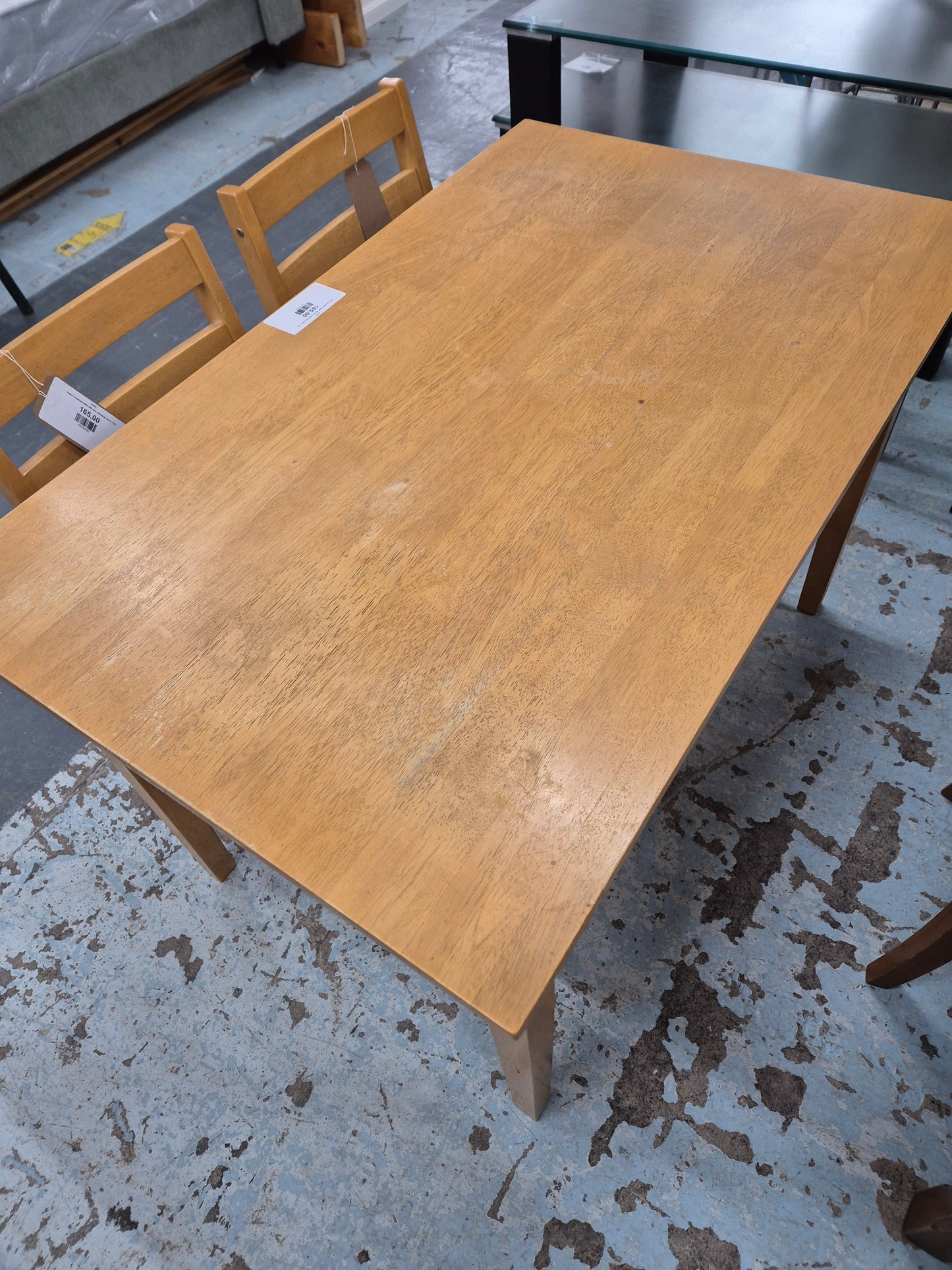 Beech breakfast table with two matching chairs 1125