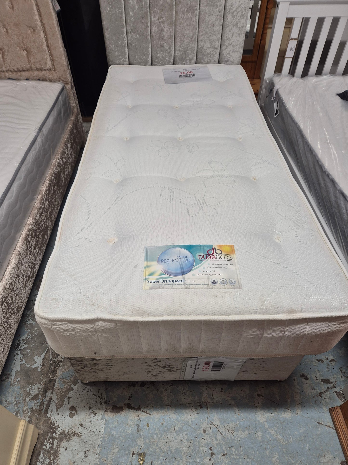 3ft ortho mattress, off white fabric  4224