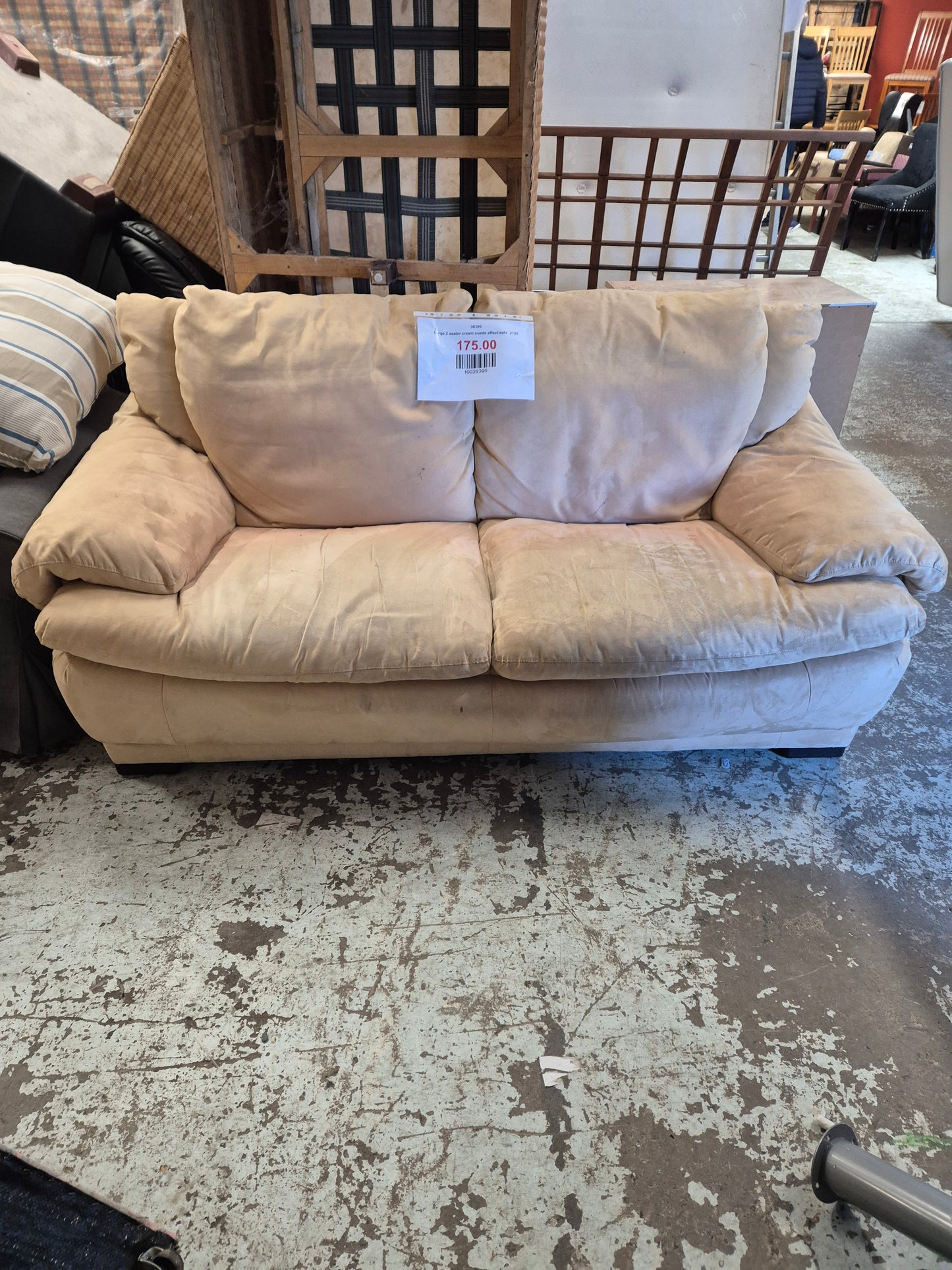 Large 2 seater cream suede effect sofa  2125