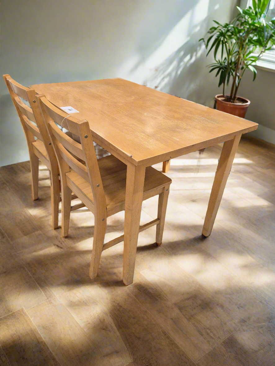 Beech breakfast table with two matching chairs 1125