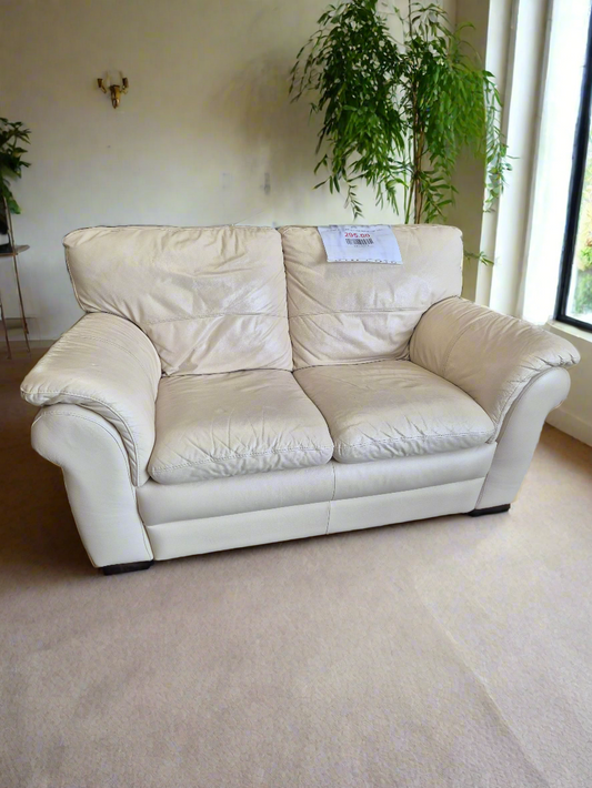 2 seater Italian REAL cream leather sofa  2125