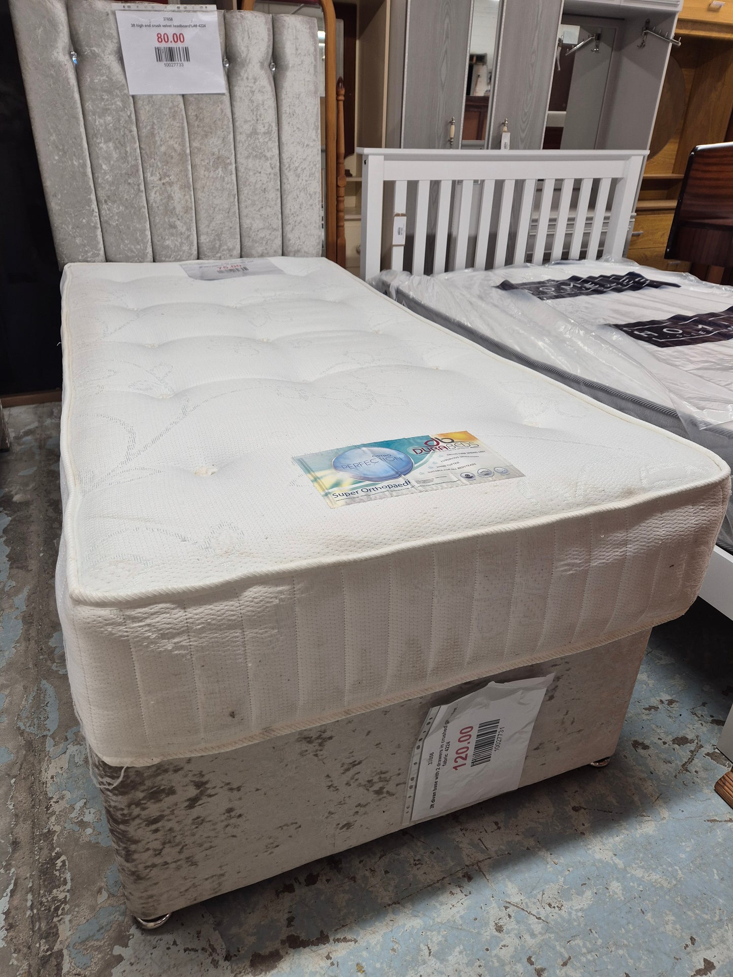 3ft ortho mattress, off white fabric  4224