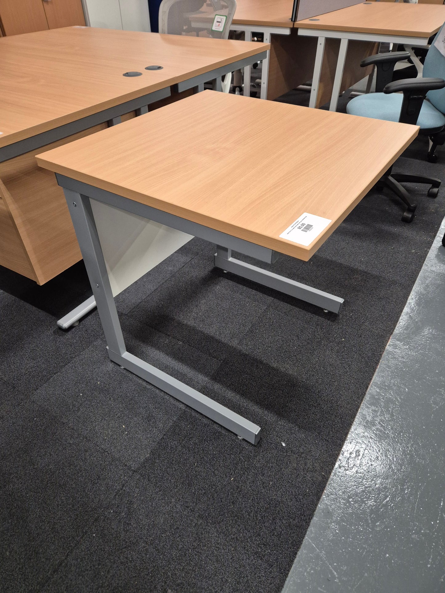 NEW 70x70 cm beech study desk with grey canitlever legs