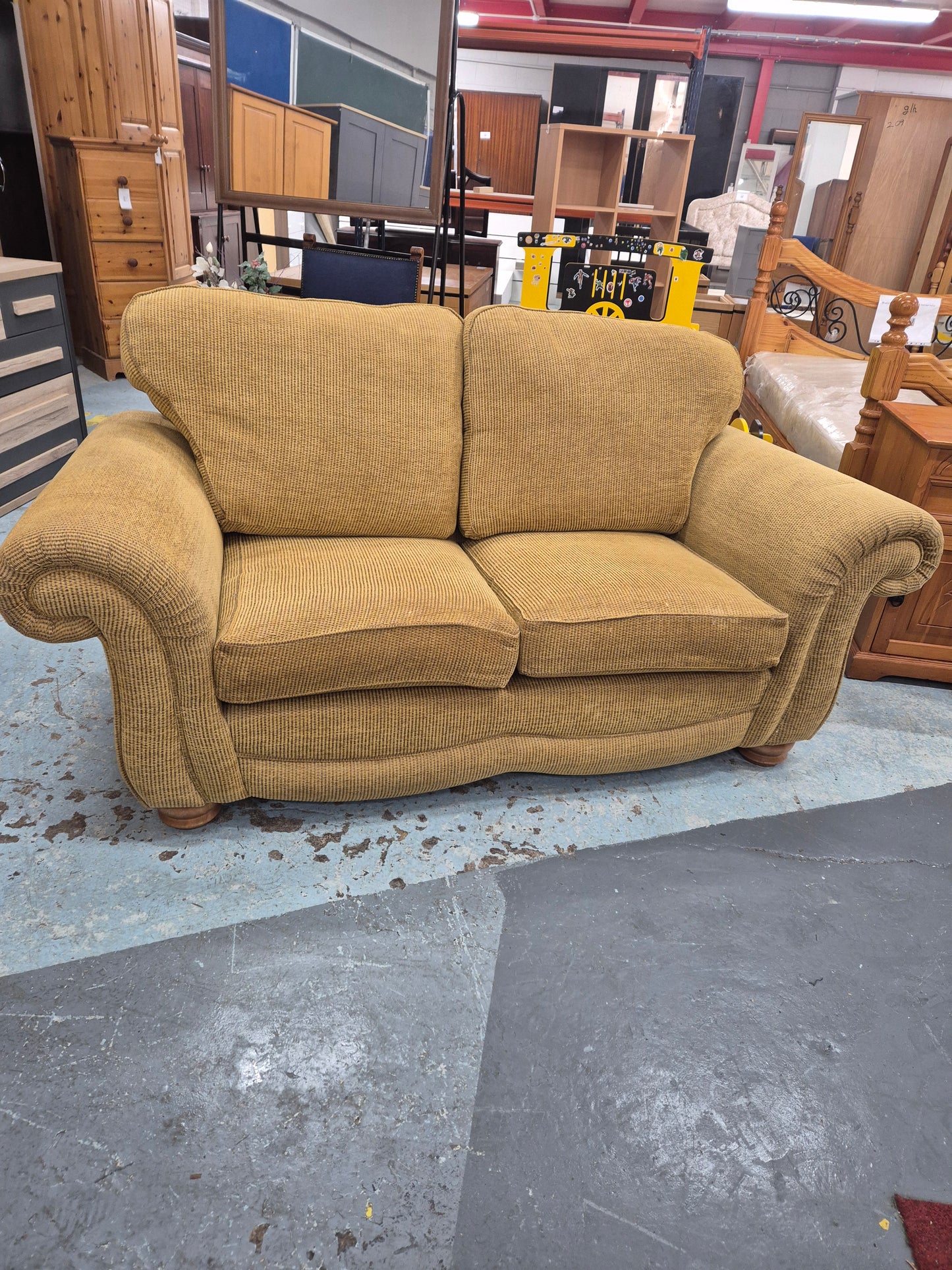 2 seater corduroy brown fabric sofa  1125