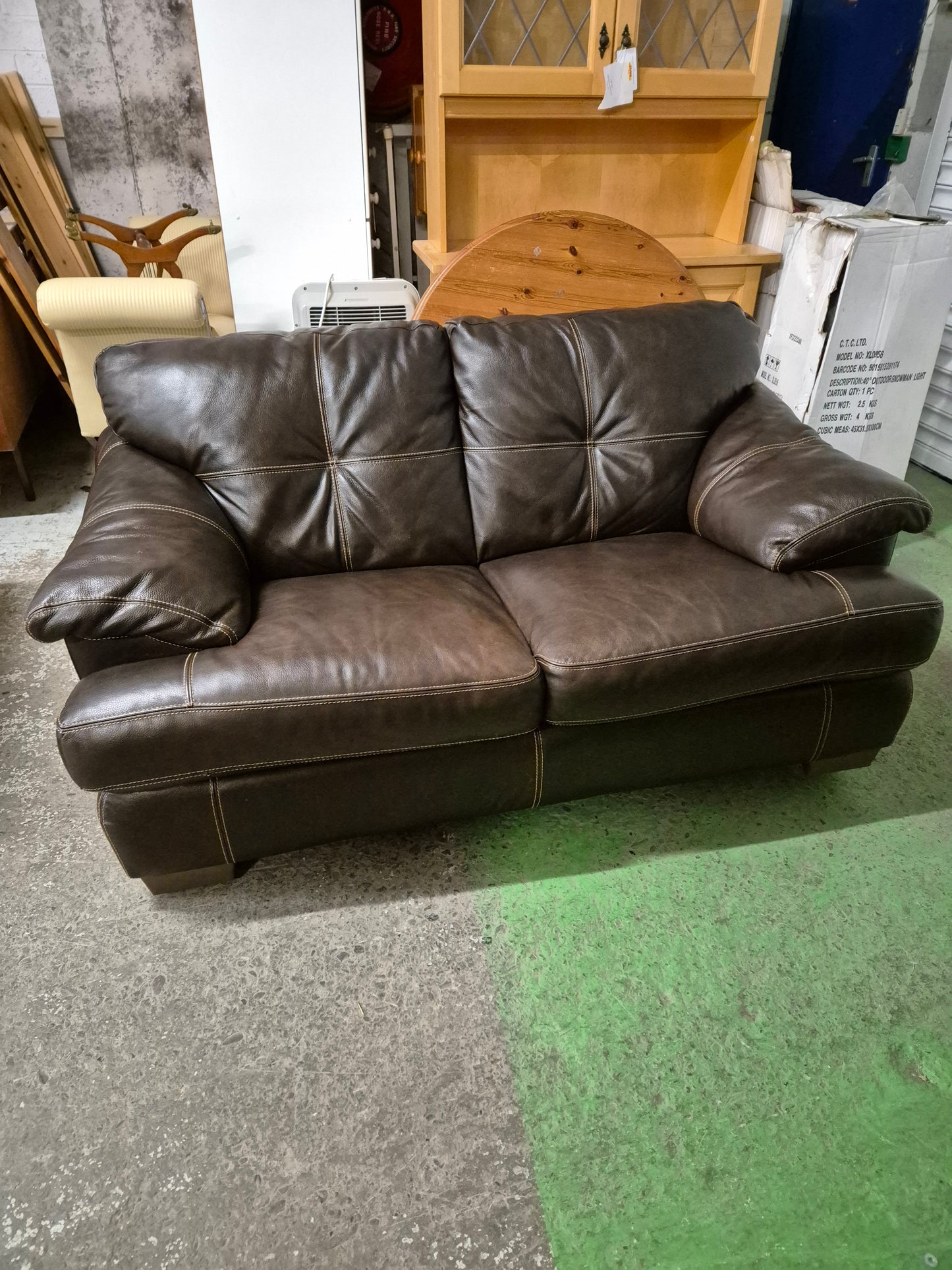 2 seater roll back soft brown leather sofa  2125