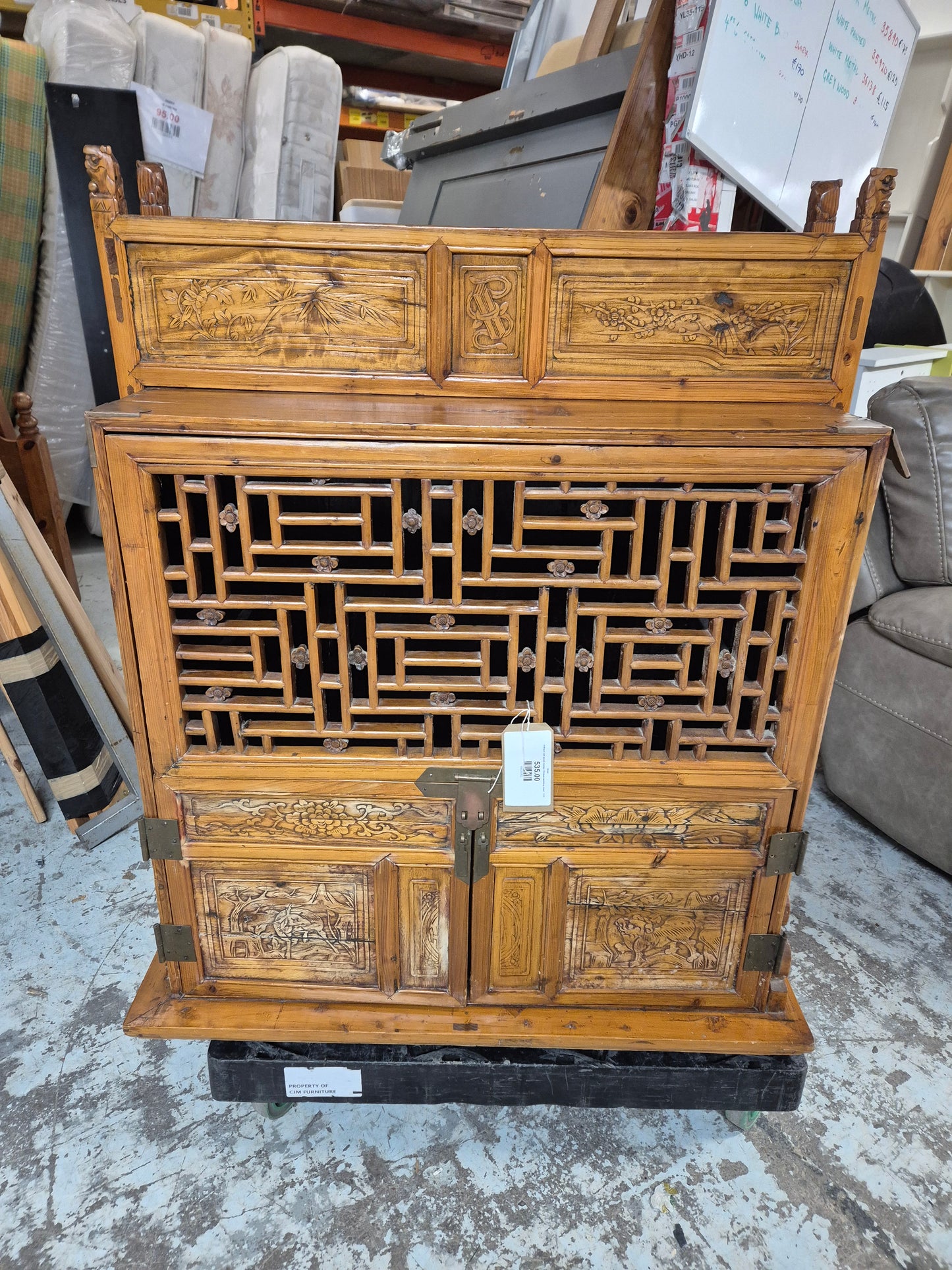 Antique dark wood stained Chinese wedding chest  1125