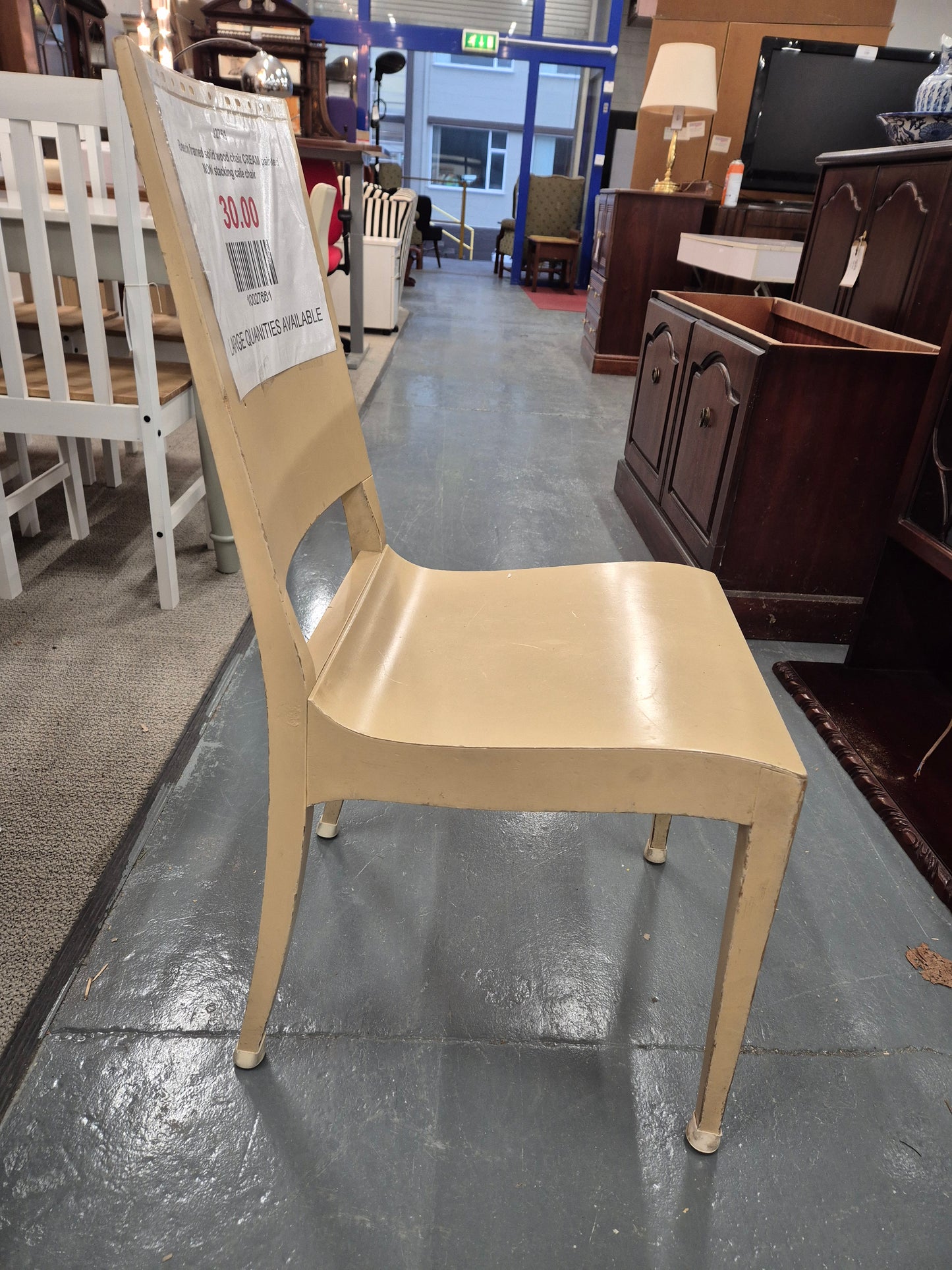 Beech framed solid wood chair CREAM painted 
NON stacking cafe chair