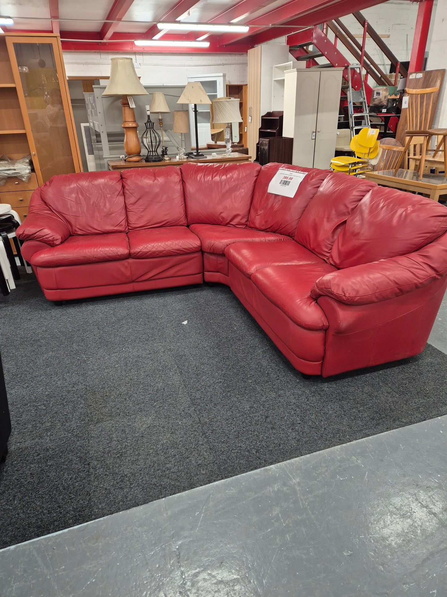 Large wine leather sectional corner sofa 2125