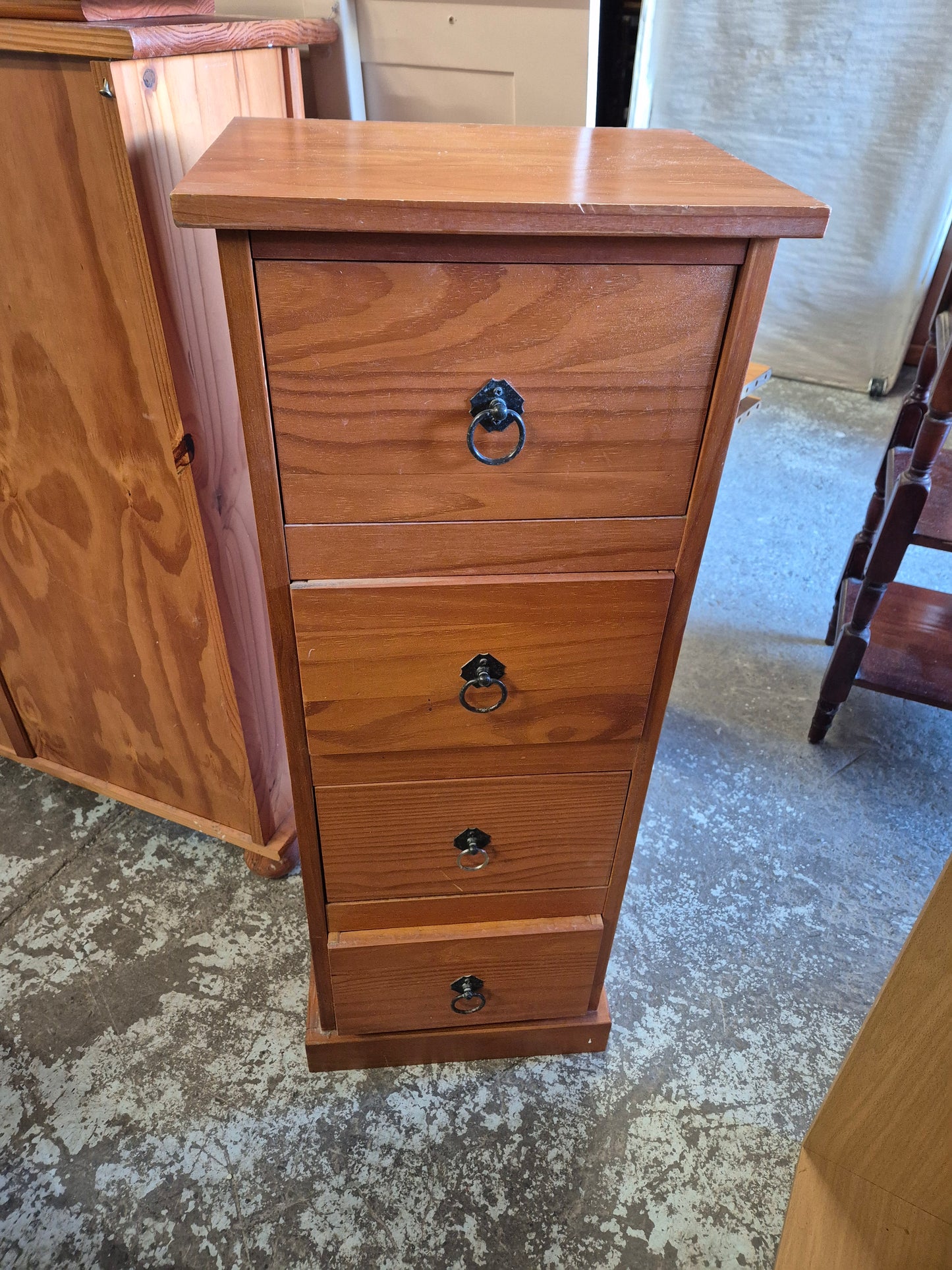 Tall slim solid pine 4 drawer locker 1125